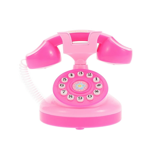 1Ensemble Téléphone Rétro Rose pour Enfants avec Forme de Téléphone Rotatif et Jeu Imaginatif