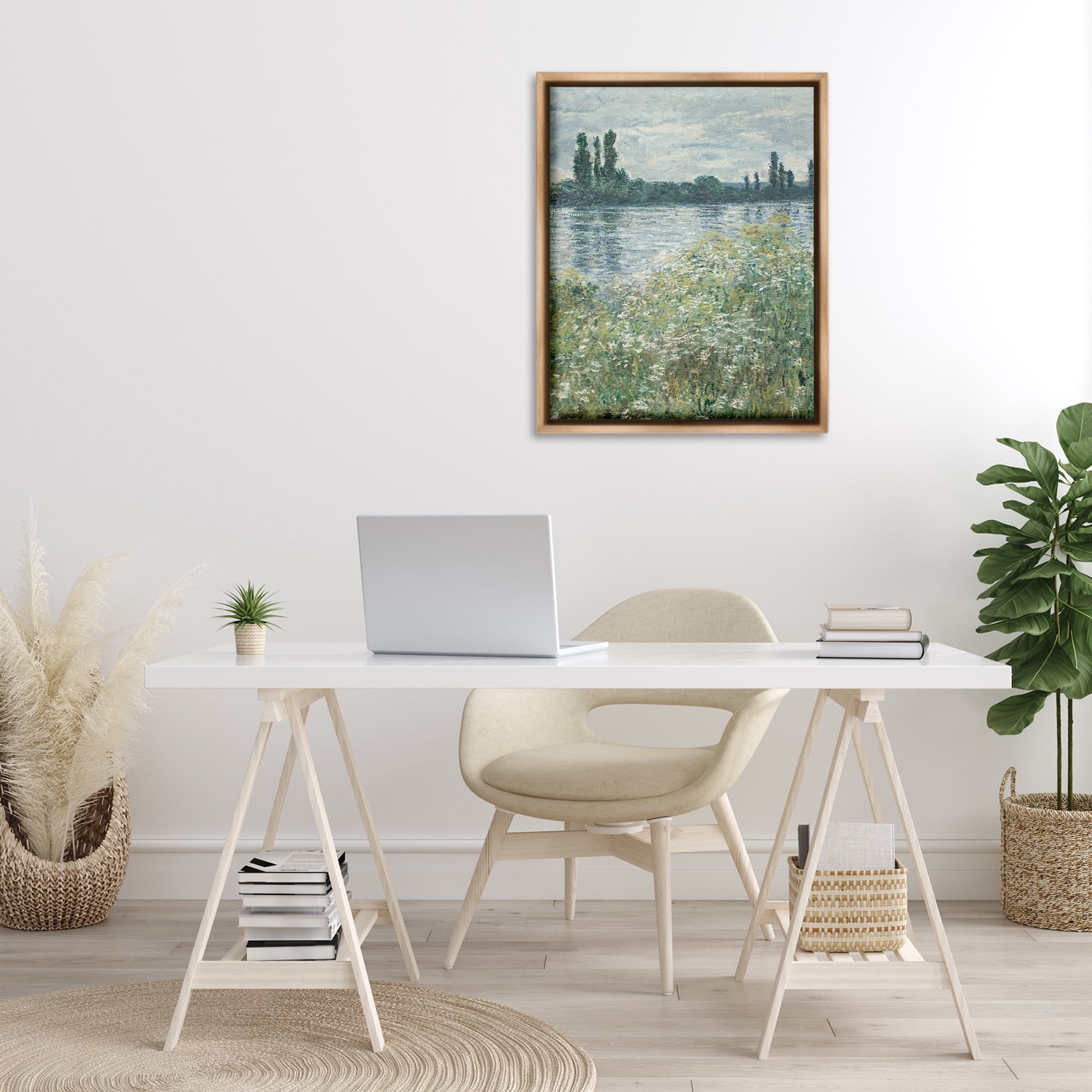 Stupell Industries Speckled Classic Landscape Landscape Painting Brown Floater Framed Art Print Wall Art, 25 x 31