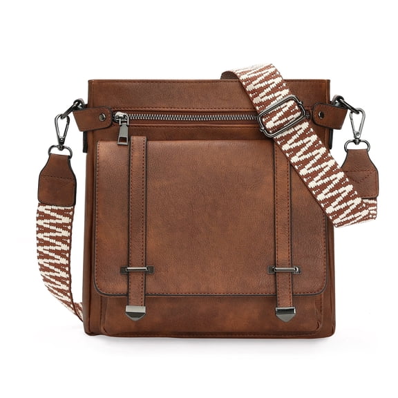 KALUNMA Crossbody Bags for Women Multi Pocket Vegan Leather Shoulder Handbags Travel Purse with Adjustable Strap