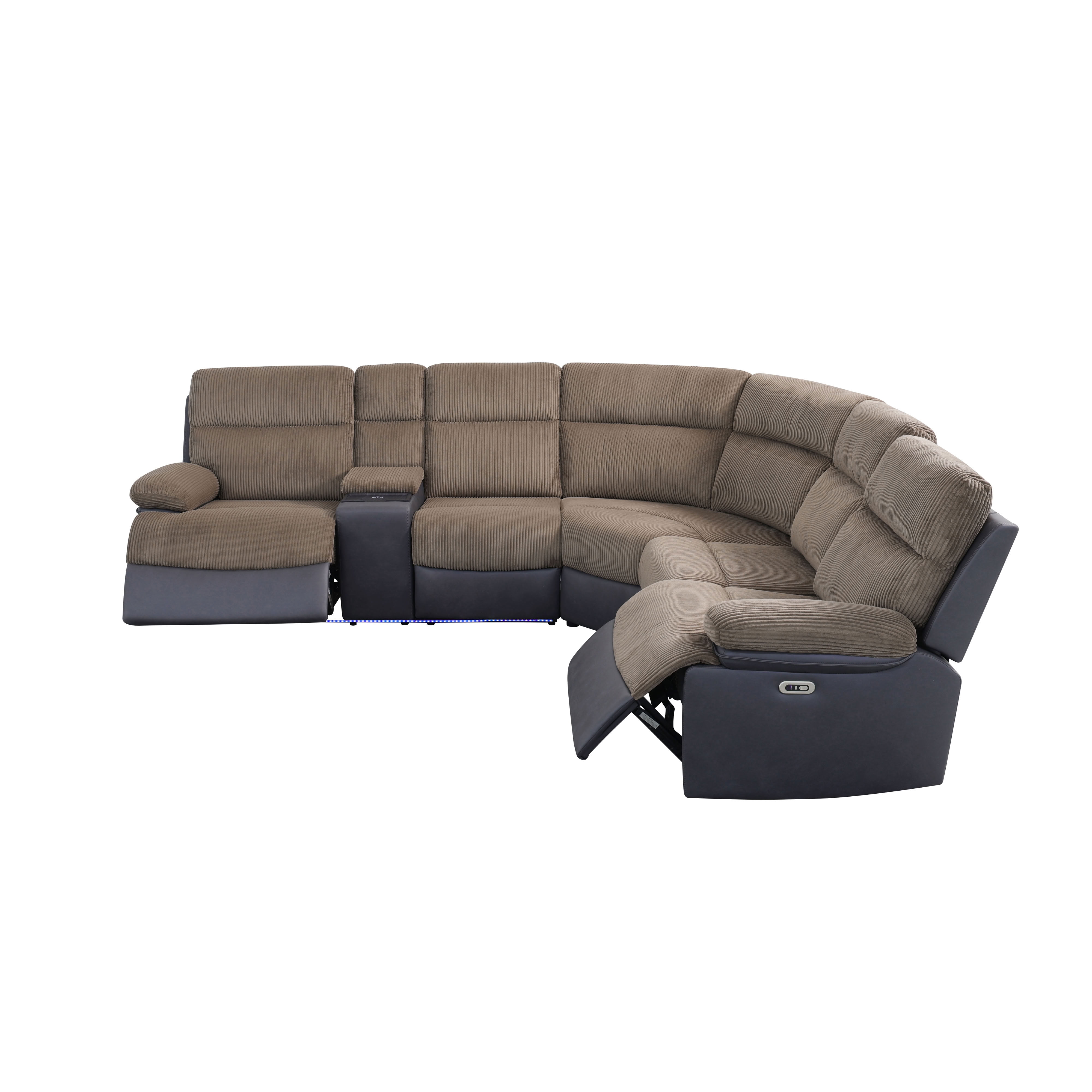 MAYEERTY Oversized Power Recliner Sectional Sofa, L-Shape Corner Couch with Wireless Charging, USB Port, LED Lights & Storage Pocket, for Living Room, Home Theater