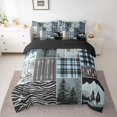 thumbnail image 2 of Homewish Western Cowboy Print Twin Bedding Sets 7-Piece for Men, Green Blue Buffalo Patchwork Bedding Comforter Set, Rustic Farmhouse Reversible Sheet Sets, Super Cozy Room Decor, 2 of 7