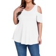 thumbnail image 4 of Cueply Plus Size Tops for Women Summer Short Sleeve Shirts Cold Shoulder Blouse Crewneck Tunic 1X-4X, 4 of 7