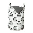 thumbnail image 1 of Abstract Laundry Bag, Geometric Triangles and Circles with Little Dots Creative Modern Design, Basket with Handles Drawstring Closure for Laundromats, 13" x 19", Charcoal Grey White, by Ambesonne, 1 of 4