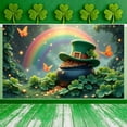 thumbnail image 3 of Green Theme St. Patrick's Day Banner Rainbow Pattern Rainbow Backdrop Clover Design Gold Coin Accent Leprechaun Display for St. Patrick's Day Party Celebration Festival Decoration, 3 of 9