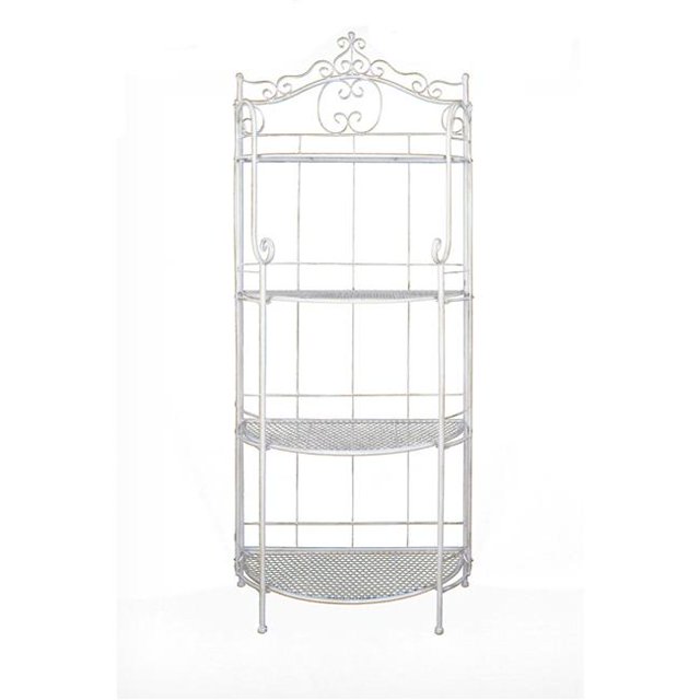 Heather Ann Creations W190714-AWHT Mazzy 4-Shelf Standard Steel Bakers Rack, Acrylic White