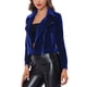 thumbnail image 4 of Chaqueta de motociclista recortada de terciopelo con solapa de pico y cremallera para mujer INSPIRE CHIC XS Azul Real, 4 of 5