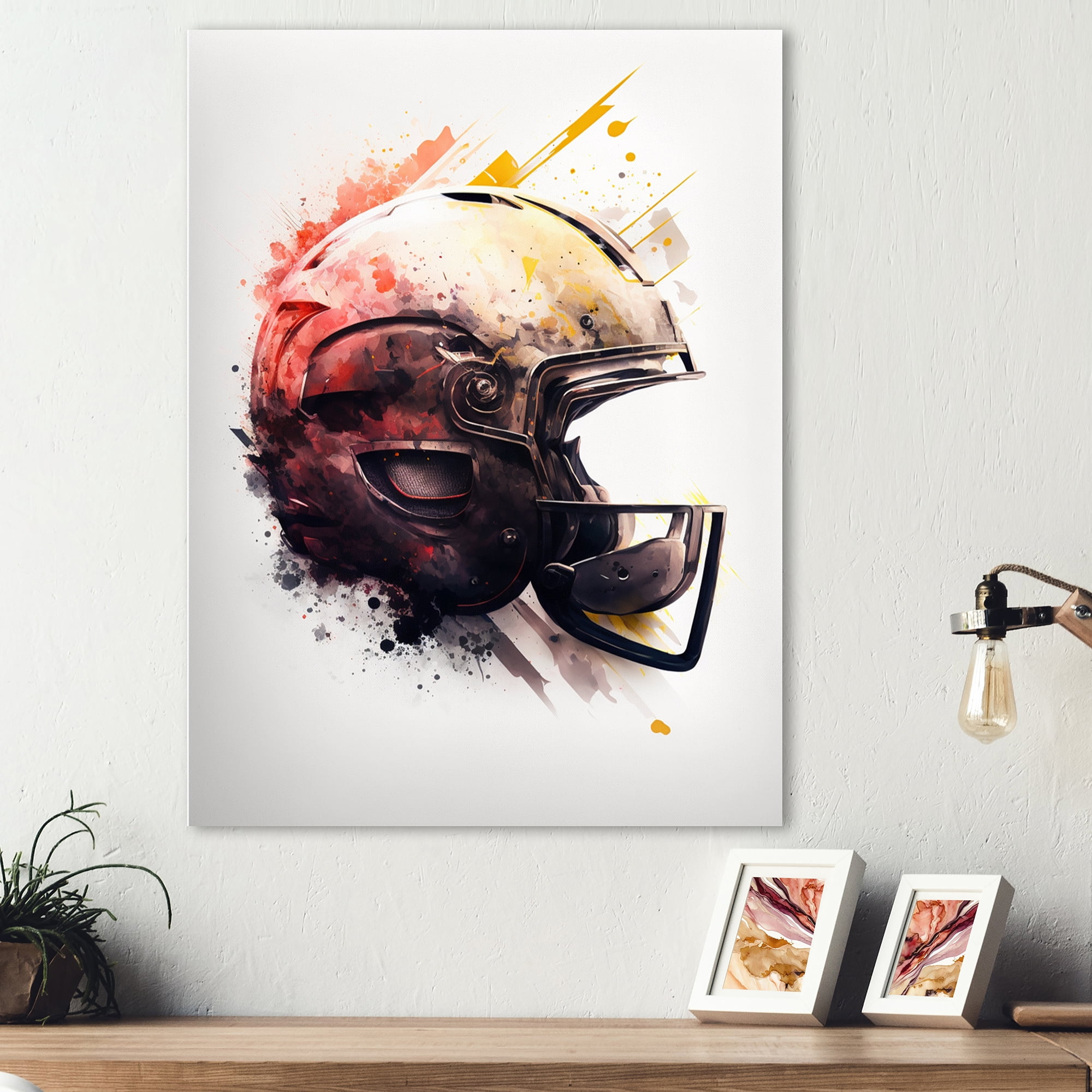 Designart Football Player Helmet IV Canvas Wall Art