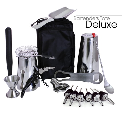 Bartender's Tote, Stainless Steel DELUXE, 17 Pieces