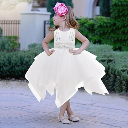 

TUWABEII Baby Girls Dress Toddler Kid Sleeveless Beading Lace Tulle Skirt Princess