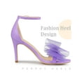 thumbnail image 3 of BLISSFUL STEP Women's Open Toe Ankle Strap Bow Tie Stiletto High Heels Sandals Purple 9, 3 of 6