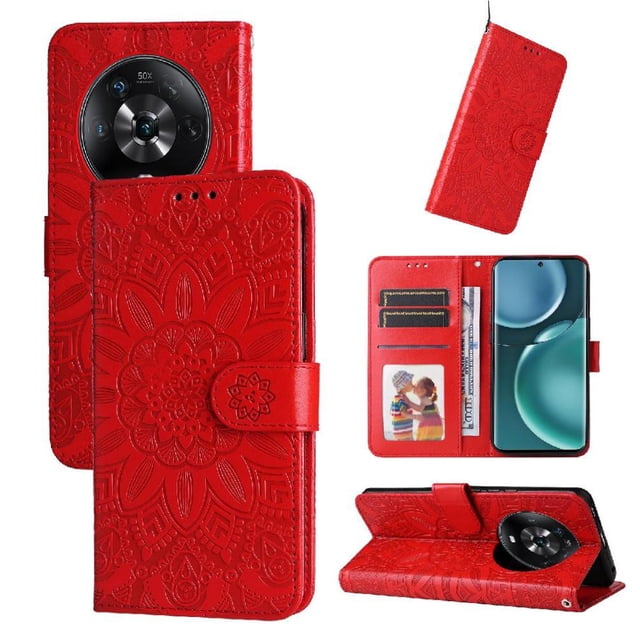 Funda tipo cartera GANGXUN para Honor Magic 4 Pro , diseño girasol, cuero PU, soporte, cierre magnético, tarjetero