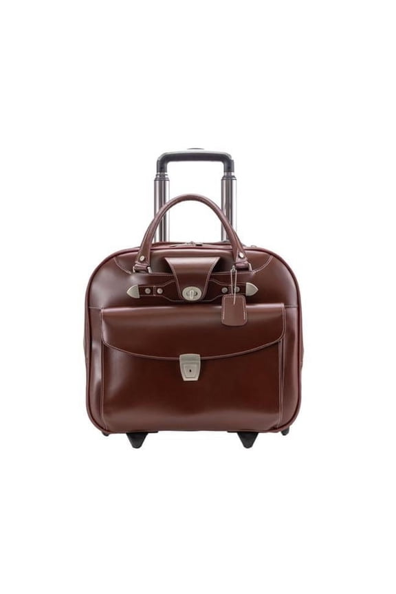 15.75 in. L Series Denali Leather Wheeled Ladies Laptop Briefcase, Red