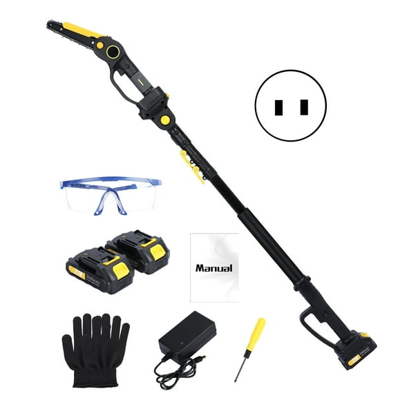 Koiauber Cordless Pole Saw Mini Chainsaw,Brushless Electric Chain Saw with 2 x 2.0Ah Battery,4.9-7.5ft Adjustable Pole Saw for Tree Pruning