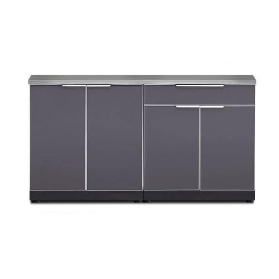 NewAge Products Outdoor Kitchen 3 Piece Cabinet Set in Slate Gray with Countertops