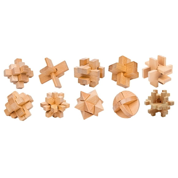 KAKOWELY 1 Set Funny Classic Intellectual Toy Puzzle Lock Wooden Cube Kong Ming Luban Lock Toys for Home DIY Party,1.77X"X1.77"X1.77"
