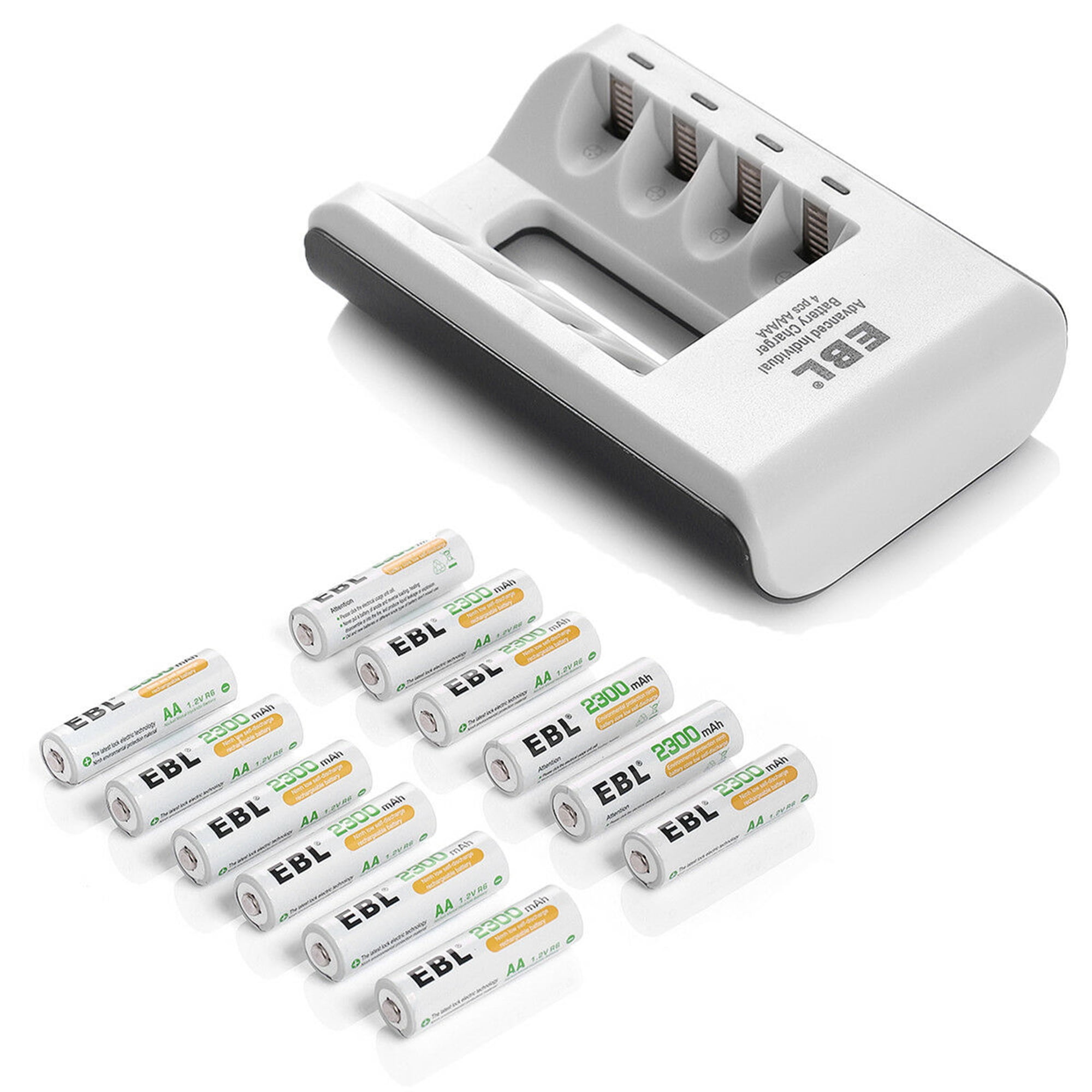 EBL 12Pack 2300mAh AA Battery + Battery Charger For NiCd Nimh AA AAA