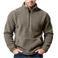 thumbnail image 3 of Atkumj Fleece Quarter Zip Pullover Men with Kangaroo Pocket Warm Comfortable Solid Color Sweatshirts Casual Stand Collar Long Sleeve Sweatshirt S, 3 of 10