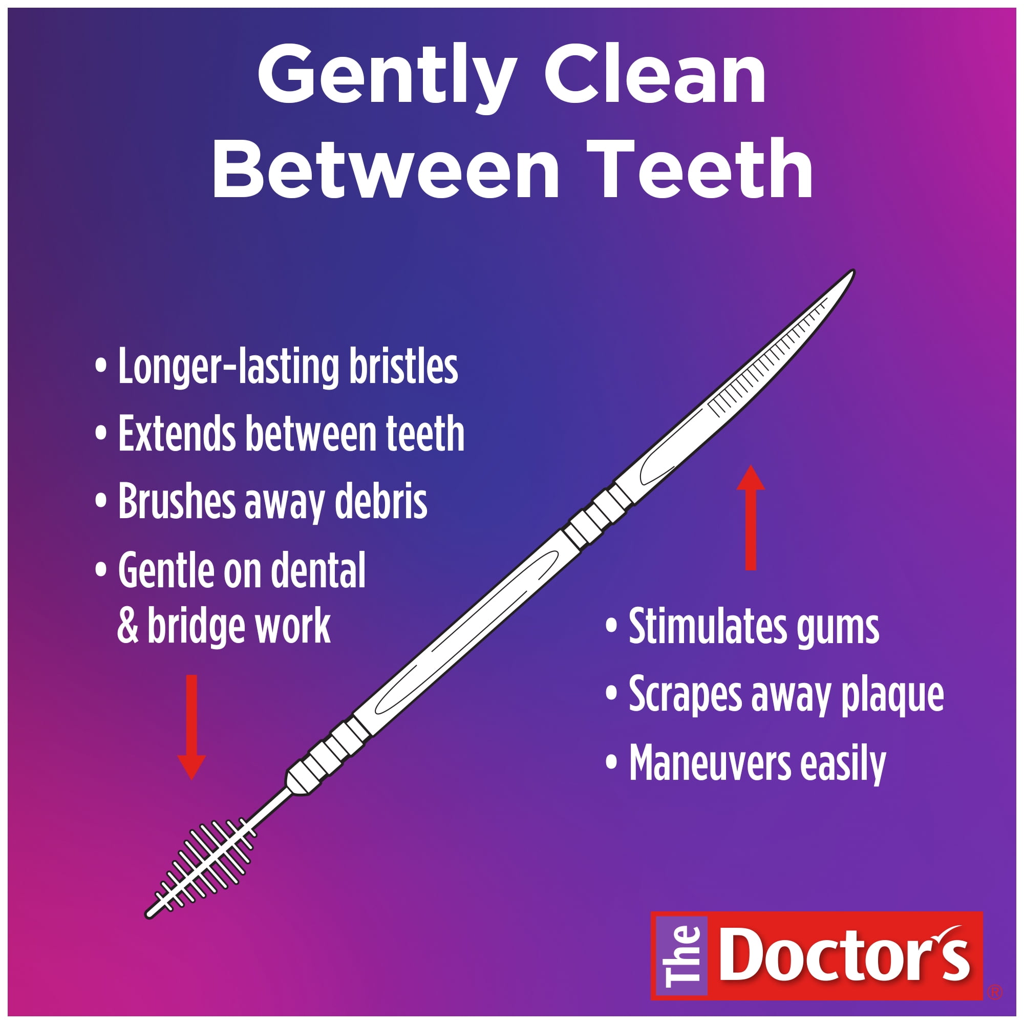The Doctor’s BrushPicks, Interdental Brushes and Dental Pick 2-in-1, Plaque Remover for Teeth, 120 Toothpicks, 1 Pack