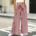 thumbnail image 5 of BODOAO Women's Floral Wide Leg Pants, Casual Summer Elastic Waist Lightweight Palazzo Trousers with Soft Draped Fabric, Loose Relaxed Fit and Pull On Design Shape Brick Red S, 5 of 5