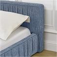 thumbnail image 5 of Queen Upholstered Platform Bed with Storage Space, Dark Blue Chenille Fabric Headboard, Modern Low Profile Bed Frame, No Box Spring Needed, 5 of 10