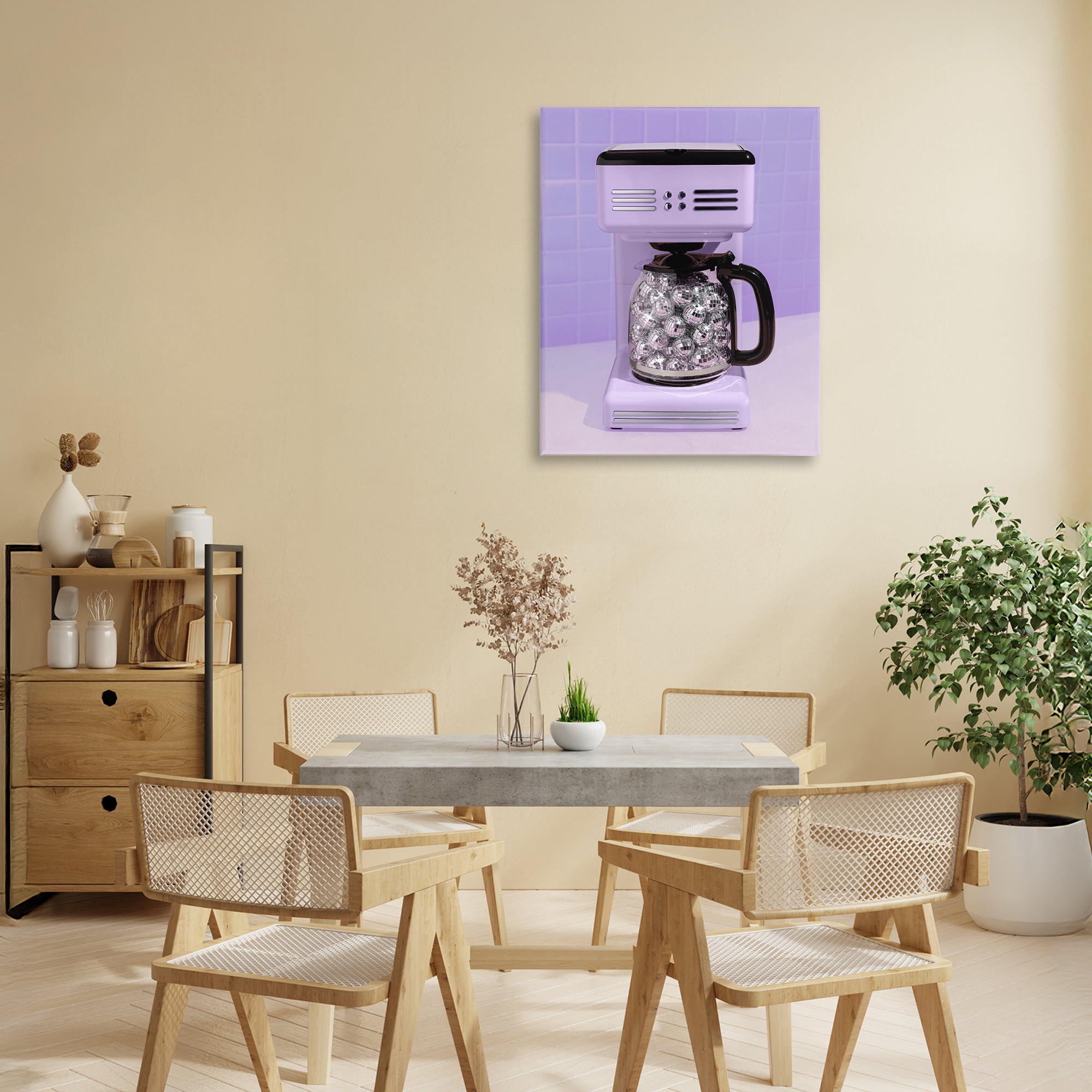 Stupell Industries Disco Coffee Maker over Purple Canvas Wall Art, design by LISH Creative