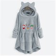 thumbnail image 2 of LYXSSBYX Womens Long Sleeve Dress Hot Sale Clearance Woman's Casual Christmas Printing Plush Buttons Long Sleeved Hooded Plush Coat Top, 2 of 5