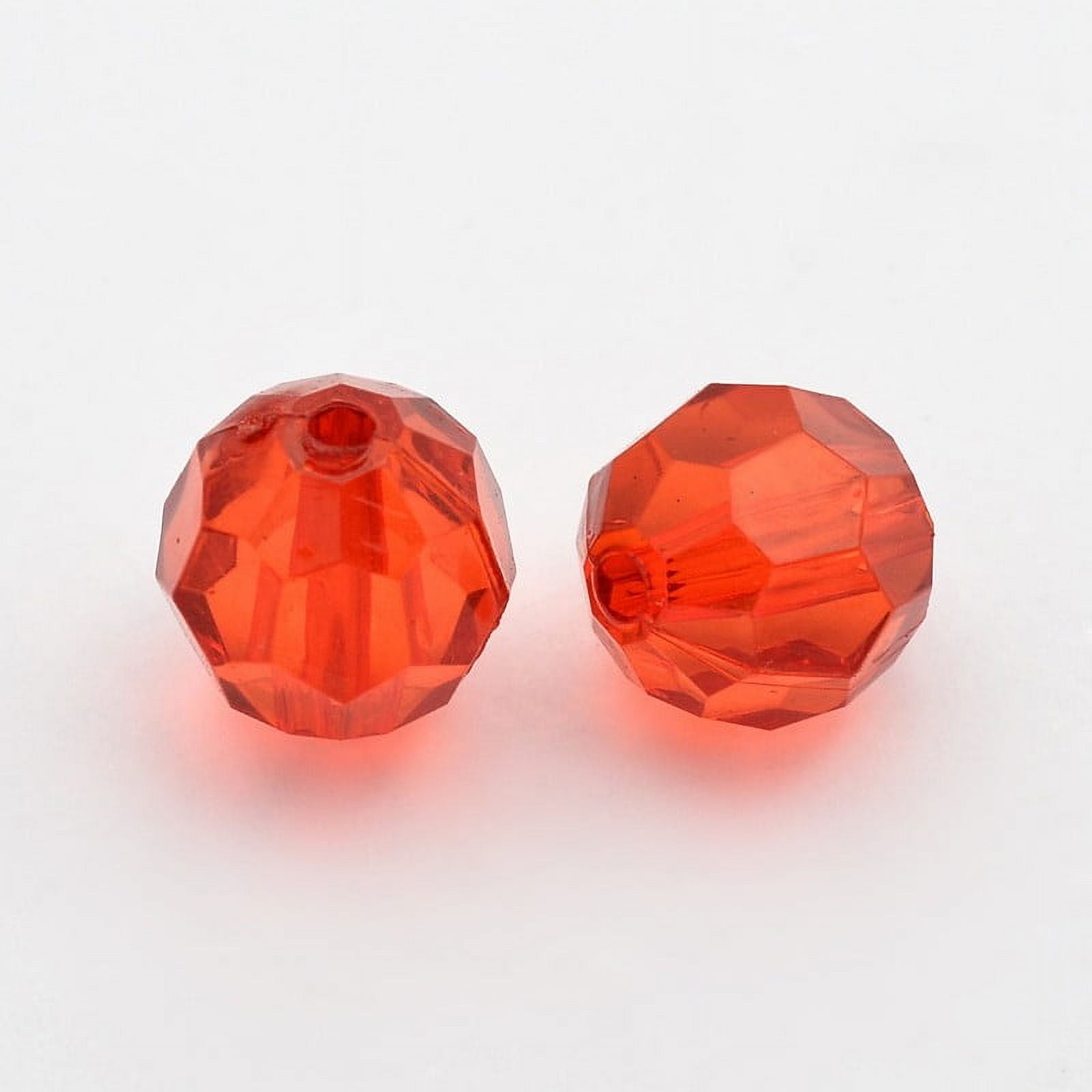 500 g Transparent Acrylic Beads Faceted Round Red about 12mm in diameter hole: 2mm about 568pcs/500g