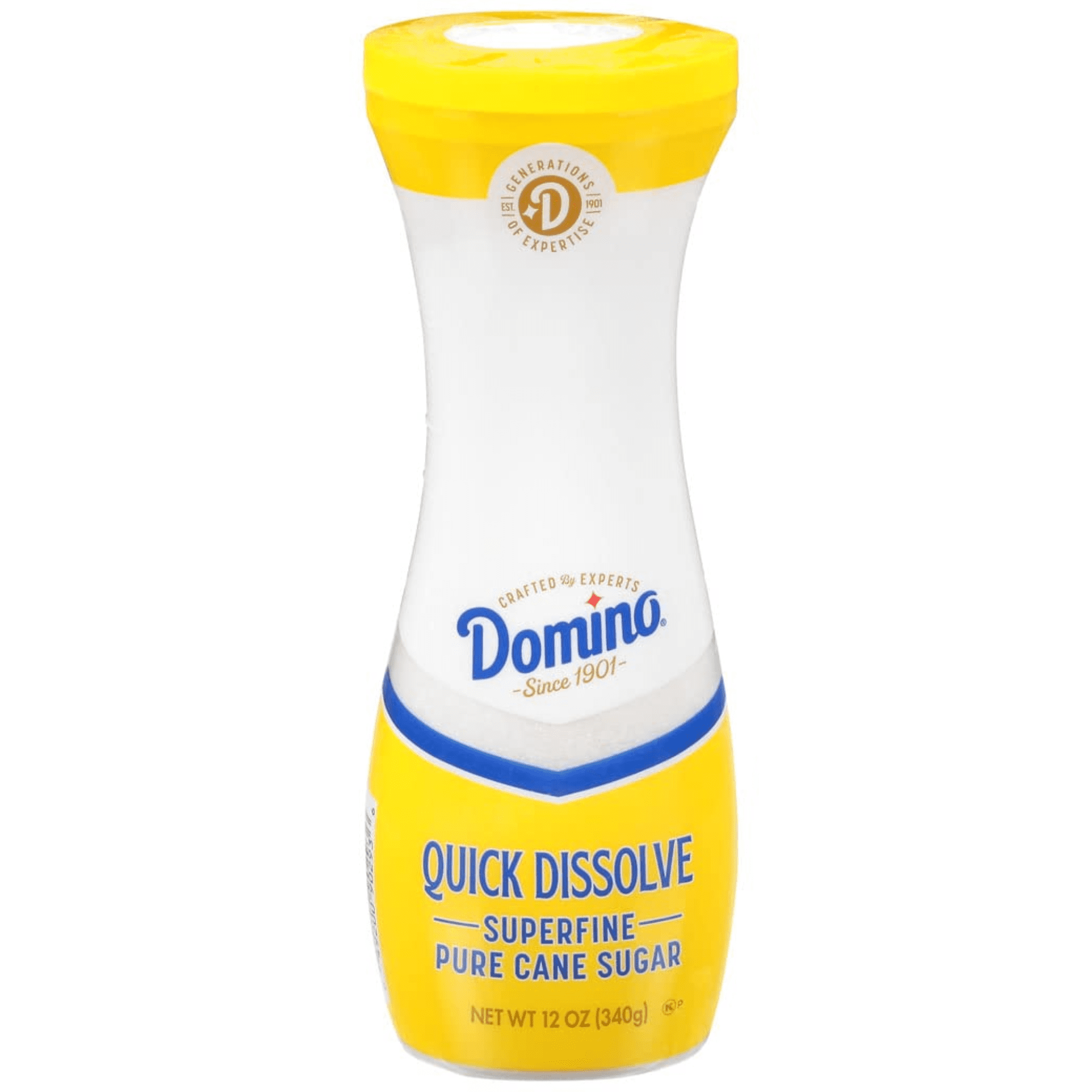 Domino White Sugar PURE CANE Sugar Quick Dissolve Superfine, 12 Ounce Canisters (Pack of 6 Wholesale Bulk Box)