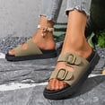 thumbnail image 5 of Barefoot Sandals for Women Chunky Cork Sandals with Adjustable Straps Comfortable Platform Sandals for Women Retro Slip on Shoes for Casual Vacation Outdoor Beach Wear (Khaki,37), 5 of 6