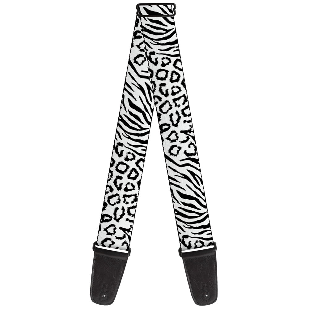 Buckle-Down Guitar Strap, Cheebra White Black, 2 Inches Wide
