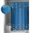thumbnail image 3 of Extra Long Shower Curtain 72x84 Inch, Modern Blue Shower Curtain Waterproof Bathroom Decor Abstract Diamond Luxury Gradient Fabric Bath Curtain Set Accessories with Hooks, 3 of 6