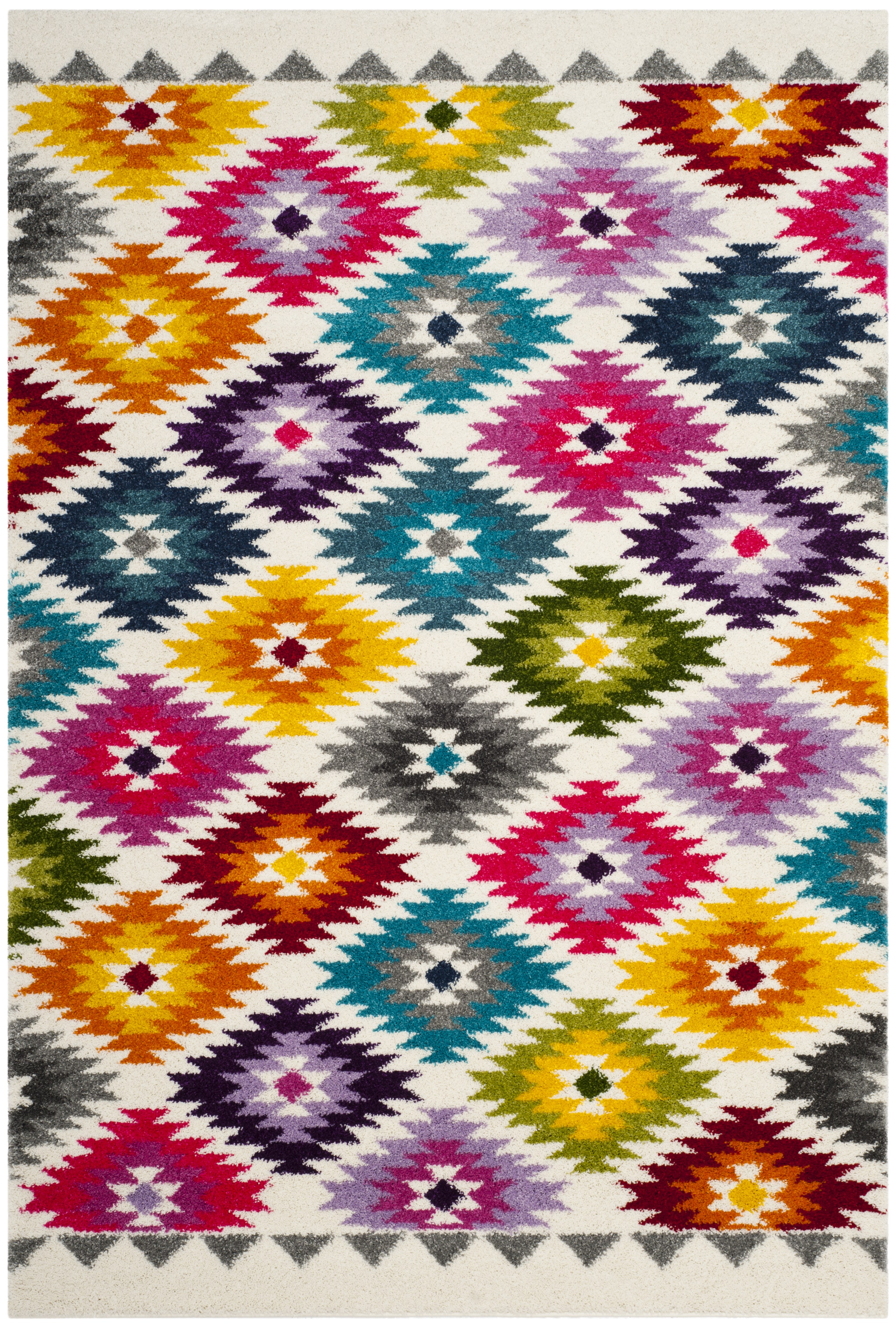 Safavieh Fiesta Frona Geometric Shag Area Rug, Cream/Multi, 6'7" x 9'2"