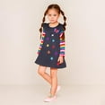 thumbnail image 2 of Little Girls Dresses Long Sleeve Star Embroidered Spring Autumn Rainbow Sleeve Two Pocket A Line Dress Fall Clothes Size 6-7T, 2 of 9