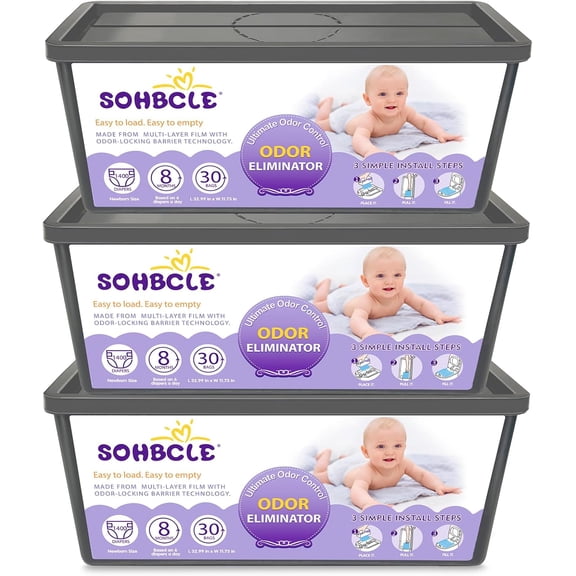 Refills Compatible with XIULINnie Easy Roll Signature Diaper Pail and Platinum Diaper Pail, Upgraded 90 Bags Hold up to 4200 Newborn Diapers, Extra Thickness Powerful Odor Control, Plant Scented