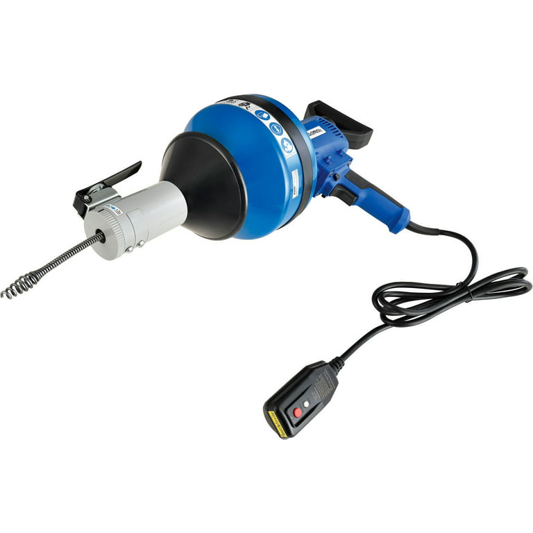 Global Industrial Electric Auto-Feed Handheld Drain Cleaner for 3/4-3ID, 5/16x25' Cable