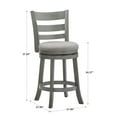 thumbnail image 6 of Weston Home Shapel Ladder Back 24"H Swivel Counter Height Stool, Antique Grey Finish, Grey Linen, 6 of 6