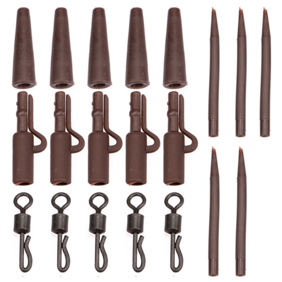 20pcs Carp Fish Accessories Professional Quick Rotary Reusable Fishing Tackle Change Swivel Tail Waterproof Anti Tangles Sleeves Fishing Tackle Brown