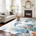 thumbnail image 3 of Sea Turtle Coastal Large Area Rugs for Bedroom Living Room, Soft Non Slip Carpet Bedside Rug, Summer Beach Coral Ocean Blue Nautical Rectangular Floor Cover Kitchen Accent Rug 8'x10' for Office, 3 of 9