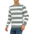 thumbnail image 4 of Lars Amadeus Men's Striped Sweatshirt Regular Fit Round Neck Long Sleeves Printed Pullover Sweatshirts S White Gray, 4 of 7