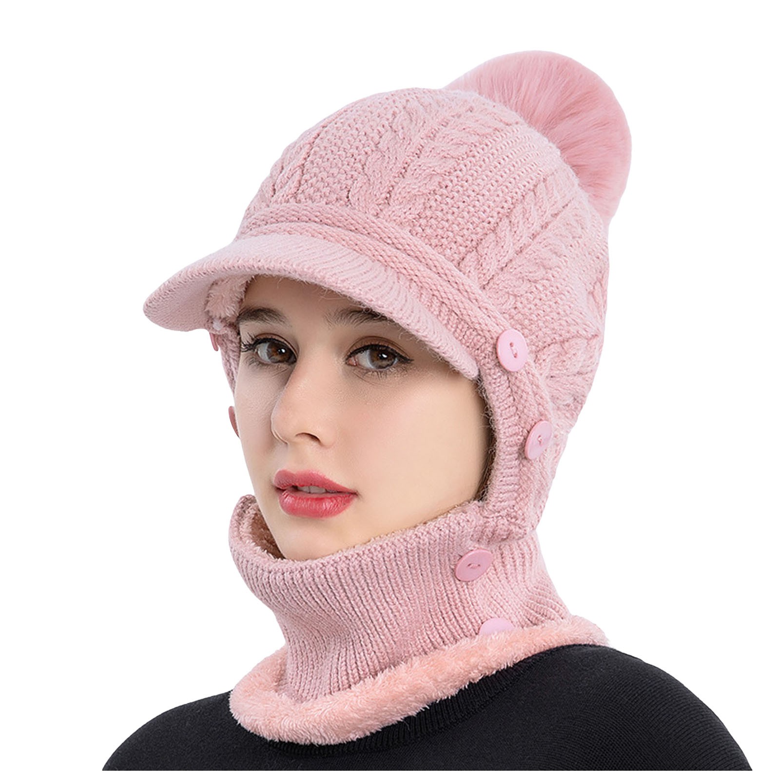 Tanhomme Winter Hat Facial Neck Warmer Covers, Sporty Street Fashion Skiing Winter Women's Knitted Pullover Ear Warm Cold Dome Pullover Hat Winter Hat Facial Neck Warmer Covers, Sporty Street Skiing