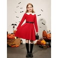 thumbnail image 4 of Oudiya Girls Long Sleeve Dress Casual Vintage Peter Pan Collar Swing Party Dress, 5-14 Years, 4 of 5