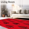 thumbnail image 2 of ODIKA 4'x6' Machine Washable Non-Slip Area Rug, Enchanted Forest Evergreen Adorned With Wildlife High Traffic Rug, Red, 746355, 2 of 7