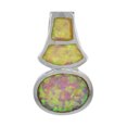 thumbnail image 1 of Sterling Silver Synthetic Pink Opal Oval Slide Pendant for Women Hand Inlay 11/16 inch tall, 1 of 1