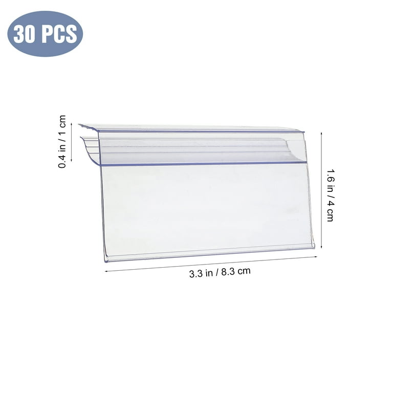 30pcs Transparent Price Tag Holder Supermarket Shelf Label Holders  Merchandise Price Display Holders