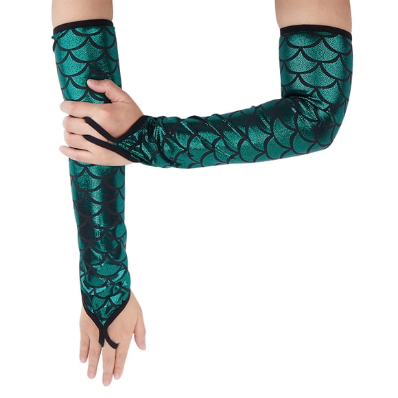Polyester Fish Scale Gloves Fingerless Gloves for Women and Girls Aquamarine 472x113x2mm