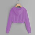 thumbnail image 4 of Women's Zip Up Hoodies Cropped Cardigan Jacket Drawstring Hooded Sweatshirts Casual Long Sleeve Top, 4 of 5