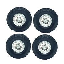 Kokiya 4 Pieces Tire Wheel Replacing Metal Wheel Rim Tire for 1/12 1/16 Vehicle DIY argent