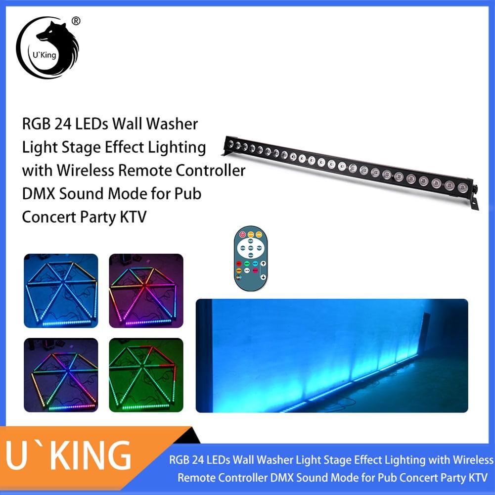 JAJALUYA 2-Pack Rectangular RGB 24 LED Wall Washer Light Bar with Remote for Stage Party