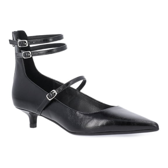 Scoop Women's Faux Leather Pointed Toe Strappy Kitten Heels