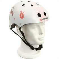 punisher skateboards cherry blossom pink and white adjustable all-sport skate-style helmet, medium